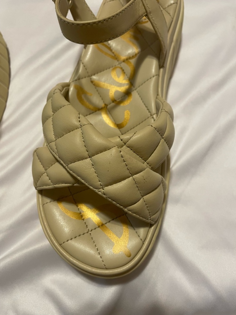 Sam Edelman Quilted Platform Sandal - Cream/White - Picture 8 of 13